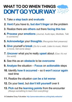 A great reminder on what to do when things don't go your way. Read the full article: 10 Tips to Deal with Daily Setbacks Please like/share this on Facebook, Twitter, Pinterest, etc. if you find it useful. More manifestos can be found in the manifestos Education Positive, Anger Management