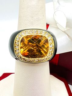 18K Yellow Gold Citrine & Diamond 0.50ct Cocktail Ring Size 7 approximately  A perfect gift for your loved one for any special occasion or holiday! Ring Length: 27.89mm Ring Width: 25.06mm Gemstone: Citrine, Diamonds Total Diamond: 0.50ct  Item will be placed in a gift box. * Luxury Citrine Rings For Anniversary, Luxury Topaz Ring With Diamond Accents For Gift, Luxury Topaz Ring With Diamond Accents As Gift, Luxury Yellow Topaz Ring For Anniversary, Luxury Diamond Topaz Ring Gift, Citrine Diamond Ring With Diamond Accents For Gift, Luxury Yellow Gold Topaz Ring Gift, Luxury Yellow Diamond Ring For Gift, Luxury Topaz Ring With Vs Clarity For Gift