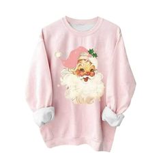 Patlollav Winter Christmas Women Fashion Print Crewneck Long Sleeve Loose Sweatshirt Tops Size: M.  Color: Beige.  Gender: female.  Age Group: adult. Santa Sweatshirt, Crew Neck Shirt, Print Sweatshirt, Pink Sweatshirt, Print Pullover, Christmas Santa, Christmas Sweatshirts, Casual Sweatshirt, Printed Sweatshirts