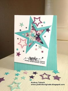 a birthday card with stars on it