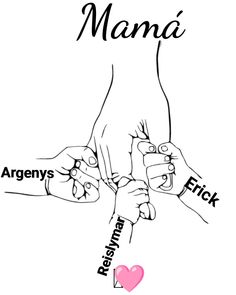 two hands holding each other with the words mama on it and an arrow pointing to them