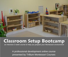 a classroom setup boot camp with shelves and desks