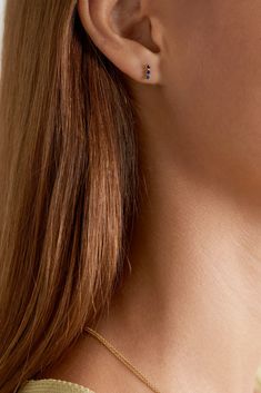 Although delicate in size, the captivating, deep blue of Jennifer Meyer's earrings is sure to make an impact. They're handmade from 18-karat gold (so no two pairs are ever exactly the same) and bezel-set with inky lapis lazuli. Make yours an everyday signature. Yellow Gold Sapphire Drop Earrings, Elegant Blue 14k Gold Hoop Earrings, Elegant Blue Sterling Silver Linear Earrings, Yellow Gold Sapphire Earrings For Pierced Ears, Elegant Blue 14k Gold Huggie Earrings, Elegant Blue Round Huggie Earrings, Blue Huggie Single Earring, Minimalist Blue Earrings For Formal Occasions, Blue Fine Jewelry Huggie Earrings For Gift