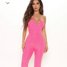 Brand New!!! Never Been Worn. Spring Party Overalls, Spring Party Pink Strapless Jumpsuit, Pink Strapless Jumpsuit For Spring Party, Pink Party Jumpsuits And Rompers, Pink Stretch Strapless Jumpsuit For Night Out, Pink Stretch Strapless Jumpsuit For Party, Trendy Strapless Jumpsuit For Night Out In Spring, Pink Fitted Strapless Jumpsuit For Date Night, Trendy Pink Party Jumpsuits And Rompers