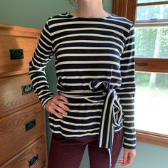 Want More Than This Item From My Listings? Put Them Into A Bundle To Combine Shipping Into One Shipping Fee. It’s The Way To Go! Unique J. Crew Long Sleeved Top With Attached Wrap Around Belt. Back Of Shirt Has A Layered Opening. See Last Picture. Very Unique Shirt. Nwot. Women Size Small Long Sleeve Top With Tie Waist For Fall, Chic Long Sleeve Top With Tie Waist, Fitted Long Sleeve Top With Tie Waist, Long Sleeve Cotton Blouse With Tie Waist, Cotton Blouse With Tie Waist And Long Sleeves, Casual Cotton Top With Tie Waist, Fall Workwear Tops With Tie Waist, Casual Cotton Blouse With Tie Waist, Fitted Cotton Blouse With Tie Waist