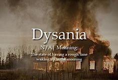 a house on fire with the words dyssania in front of it and an image of a burning building