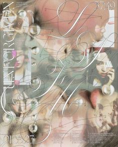 an image of a woman's face with many different faces and words on it