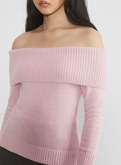 TOPAZ SWEATER | Aritzia Sweater Aritzia, Aritzia Sweater, Fully Fashioned, Off Shoulder Sweater, Soft Yarn, Shoulder Sweater, Pink Sweater, Dressed Down, Aesthetic Clothes