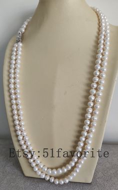 Jewelry: fresh water pear, genuine cultured pearl,Baroque pearl Color: white Grade: AA, have beautiful natural blemish and rings on pearl's surface Size: about 9-9.5 mm Shape: near round Length: offer different length Handwork: knotted between every 2 pearl bead Metal: alloy Shipping: I will send out your order in 1-2 business days. Usually will take about 7-25 business days. US Country if order over 10 $ will send E-packet, will reach in about 6-14 days! Good luck! Pearl White Akoya Pearl Double Strand Necklace, Pearl White Double Strand Akoya Pearl Necklace, Double Strand Akoya Pearl Necklace In Pearl White, White Double Strand Pearl Necklace For Anniversary, White Double Strand Akoya Pearl Necklace, White Pearl Necklace With Round Beads For Mother's Day, White Pearl Necklace For Anniversary On Mother's Day, Classic White Jewelry For Mother's Day, White Double Strand Jewelry For Anniversary