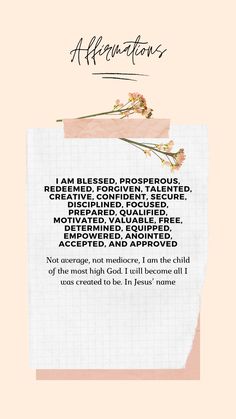 a piece of paper that has been placed on top of it with the words affirmations