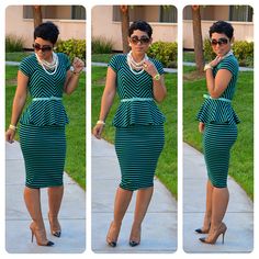 DIY Peplum Striped Top & DIY Pencil Skirt + Review of McCalls 6754 on the BLOG Peplum Dress Pattern, Pencil Skirt Tutorial, Dressy Skirt, Mimi G Style, Mimi G, Striped Peplum Top, Look Office, Sweet Fashion, Skirt Pattern