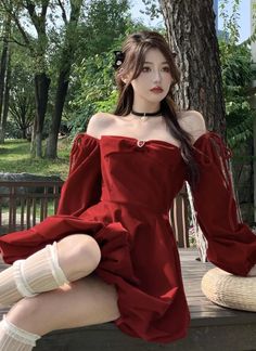 Coalfell French Vintage Velvet Dress Women's  Autumn/Winter Red Christmas Temperament Banquet Tender Aesthetic, Style Velvet Dress, Classy Dresses Short, Mini Dresses Long Sleeve, Mini Dress Velvet, Winter Christmas Party, Womens Velvet Dresses, Vintage Velvet Dress, Party Gown Dress