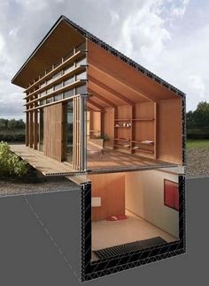 an image of a house made out of wood and metal