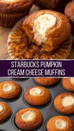 starbucks pumpkin cream cheese muffins with text overlay