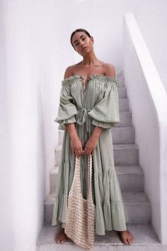 Emmaline Gown | Sage Green Boho Chic Dress Wedding Guest, Wardrobe Colors, Vestidos Maxi, Sustainable Wedding, Outfit Wedding Guest, Boho Chic Outfits, Style Upgrade, Green Outfit, Handmade Dresses