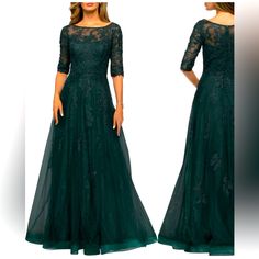 La Femme, Size Six, Lace And Sequin, Forest Green Classic Glam, Tulle Gown, Formal Gown, The Opera, Garment Bag, Size 12 Dress, Evening Gowns Formal, Long Gown, Size 6 Dress