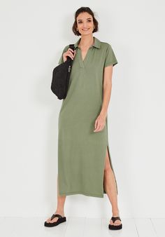 Else Jersey Shirt Dress Jersey Shirt Dress, Cotton Shirt Dress, Ladies Dresses, New Dresses, Dresses Dresses, Khaki Dress, Fashion Story, Jersey Shirt, Ladies Day