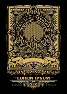 an ornate gold and black poster with the words's name on it, as well as