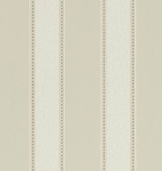 a beige and white striped wallpaper with small dots on the top half of it