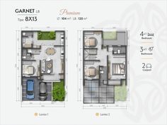 the floor plan for an apartment with two rooms and one car parked on the street