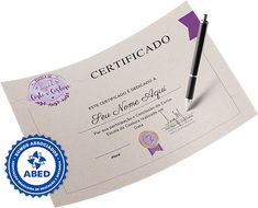 a certificate with a pen on top of it