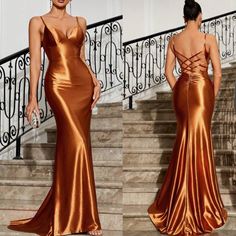 Orange Classy Dress, Copper Dress Bridesmaid, Elegant Formal Mermaid Dress With Spaghetti Straps, Elegant Mermaid Dress With Spaghetti Straps For Formal Occasions, Elegant Mermaid Dress With Spaghetti Straps For Formal, Formal Wedding Guest Dress Classy, Gold Fitted Evening Dress With Mermaid Hem, Gold Fitted Mermaid Hem Evening Dress, Gold Fitted Mermaid Dress For Evening