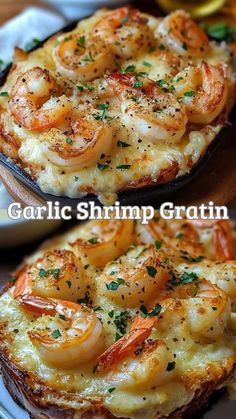 Quick And Easy Seafood Dinner Recipes, Cheesy Shrimp Casserole, Shrimp Recipes In Oven, Shrimp Starter Recipes, Shrimp Gratin Recipes, Shrimp Potato Recipes, Scallop Au Gratin, Christmas Party Food Ideas Appetizers Dinners, Seafood For A Crowd