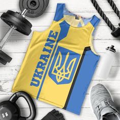 Ukraine Women Racerback Tank New Platform Fitted Yellow Tops For Sports Events, Sublimation Print Sleeveless Tops For Gym, Sportswear Tops For Sports Events With Racerback, Sportswear Racerback Tops For Sports Events, Sleeveless Tops With Sublimation Print For Gym, Fitted Gym Tops With Sublimation Print, Sleeveless Gym Tops With Sublimation Print, Sportswear Tank Top For Sports Events, Athleisure Tops With Sublimation Print For Sports Events