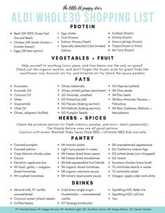 Whole30 Shopping List, Aldi Shopping List, Aldi Shopping, Whole 30 Diet, Meal Planning Template