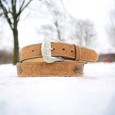 Nocona Western Brown Leather Embossed Belt Brand New Men's Size 46 Details: This Mens Belt From Nocona Has A 1 1/2" Wide Strap, Scalloped Basketweave Embossing, Natural Buck Lace Edge Overlay, Multi-Colored Ribbon Inlay, Engraved Silver Buckle With Leather Keeper. * 1 1/2inch * Basket Weave Embossing * Multi-Colored Ribbon Inlay * Buck Stitch Nocona Belt, Western Brown, Mens Belt, Brass Belt Buckles, Belt Style, Western Belts, Mens Black Leather, Brown Leather Belt, Silver Engraving