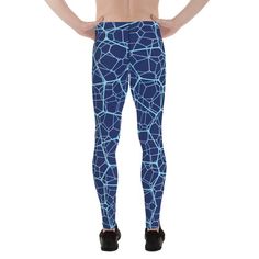 Our handmade printed leggings for men are made from a high performance fabric blend (82% Polyester + 18% Spandex) that offers the perfect combination of performance and comfort.The fabric blend is moisture wicking, fully breathable and quick drying. It has an exceptionally soft handle, stretches and recovers both on the cross and lengthwise grains allowing the garment to hug and move with your body. Offering the right level of compression and no restriction on movement.The fitted design and fron Mens Yoga Pants, Geometric Design Pattern, Mens Yoga, Yoga Pants Men, Mens Workout, Casual Beach Wear, Mens Leggings, Geometric Pattern Design, Sport Leggings