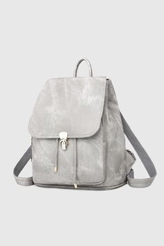 Strut your stuff with the "Iris" backpack! This vegan leather backpack features a gold closure and adjustable straps! The perfect backpack for traveling or vacation! Vegan Grey Leather Adjustable Straps Colors May Vary Patterns May Vary Trendy Gray Backpack, Gray Backpack For Daily Use, Trendy Gray Backpack For Everyday Use, Trendy Gray Backpack With Adjustable Strap, Gray Shoulder Bag Backpack For Travel, Gray Backpack Shoulder Bag For Travel, Gray Satchel Backpack For Travel, Gray Satchel Backpack For Daily Use, Gray Backpack With Adjustable Strap