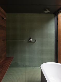 Long Road by James Russell architect | Houses Awards Green Floor Bathroom, Square Tile Bathroom, Green Bathrooms, James Russell, Green Tiles, Architecture Bathroom, Green Flooring, 아파트 인테리어