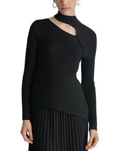 Dkny Asymmetrical Cutout Sweater Cutout Sweater, Asymmetric Hem, Long Sleeve Pullover, Black Sweaters, Pullover Styling, Mock Neck, Pick Up, In Store, Sweaters For Women