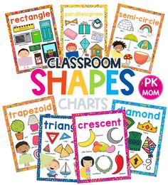 classroom shapes and their meaningss are shown in this set of posters for children's learning