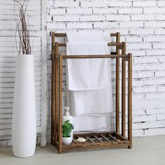 Rustic Dark Brown Wood Bathroom Towel Rack-MyGift Dark Brown Wood Bathroom, Standing Towel Rack Bathroom, Wet Towel Hanging Ideas, Free Standing Towel Rack Bathroom, Towel Hanging Ideas Bathroom, Brown Wood Bathroom, Display Blankets, Towel Hanging Ideas, Master Toilet