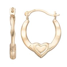 You're sure to adore the beautiful design of these 10k gold heart hoop earrings.EARRING DETAILS Diameter: .58 in. Backings: click-it Metal: 10k gold Packaging: boxed Size: One Size. Gender: female. Age Group: adult. Yellow Gold Hoop Earrings For Valentine's Day, Tarnish Resistant Heart Hoop Earrings For Anniversary, Valentine's Day Open Heart Huggie Earrings For Anniversary, Valentine's Day Open Heart Huggie Earrings, 14k Gold Hoop Earrings For Valentine's Day, Round Huggie Earrings For Valentine's Day Anniversary, Hoop Jewelry For Valentine's Day Anniversary, Hoop Jewelry For Anniversary On Valentine's Day, Small Hoop Tarnish Resistant Jewelry For Valentine's Day