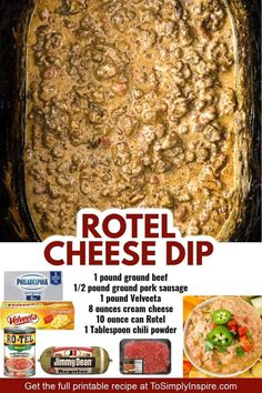 an advertisement for the rote cheese dip