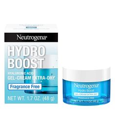 Neutrogena Hydro Boost Face Moisturizer with Hyaluronic Acid for Extra Dry Skin, Fragrance Free, Oil-Free, Non-Comedogenic Gel Cream Face Lotion, 1.7 oz Neutrogena Products, Moisturizer Products, Hydrating Face Moisturizer, Amazon Beauty Finds, Makeup Moisturizer, Hyaluronic Acid Moisturizer, Facial Lotion, Hydro Boost, Neutrogena Hydro Boost