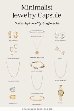 Are you working on building a classic jewelry capsule wardrobe that’s minimal and effortlessly chic? Take inspiration from this guide on my minimalist jewelry capsule collection, filled with high-quality and affordable pieces! Find the best basic jewelry essentials and staple jewelry pieces in gold and silver for the ultimate chic jewelry style. Chic style, dream jewelry, Classic jewelry essentials Accessorizing Outfits Jewelry, Styling Jewelry Outfit, How To Stack Jewelry, How To Style Jewelry, Jewelry 2024 Trends, How To Accessorize