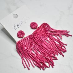 Tri Beaded Fringe Party Fringe Beaded Earrings With Round Beads, Party Beaded Earrings With Fringe And Round Beads, Beaded Fringe Chandelier Earrings For Party, Party Tassel Earrings With Fringe And Round Beads, Elegant Summer Beaded Earrings With Fringe, Beaded Fringe Earrings With Round Beads For Party, Beaded Fringe Earrings For Party, Party Beaded Fringe Earrings, Summer Party Beaded Fringe Earrings