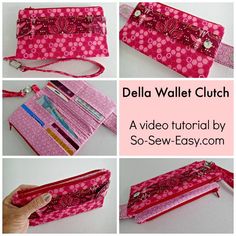 the instructions for how to make a wallet clutch purse with zipper closures and wrist strap