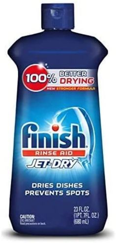 a bottle of finish jet dry dish soap