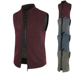 Season:Winter; Fabric:Polyester; Look After Me:Washable,Wet and Dry Cleaning; Gender:Men's; Style:Warm Ups,Modern Contemporary; Elasticity:Stretchy; Occasion:Daily Wear,Going out,Festival; Sweaters Type:Sweater Vest,Cardigan Sweater,Sweater; Top Length:Regular; Fit Type:Regular Fit; Pattern:Plain; Design:Knitted; Neckline:Stand Collar; Front page:FF; Listing Date:09/06/2023; Production mode:External procurement; Bust:; Length:; Shoulder Width:; Knit Style:Ribbed Knitted Vest For Winter, Knitted Winter Vest, Winter Layering Solid Color Sweater Vest, Fitted Ribbed Sweater Vest For Winter, Ribbed Sweater Vest For Winter Layering, Winter Ribbed Sweater Vest For Layering, Winter Knit Vest, Ribbed Vest For Winter Layering, Solid Knit Sweater Vest For Winter