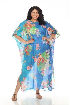 Johnny Was Water Tropic Swim Cover-Up Kaftan Dress Plus Size CSW5923-AX Boho Chic Dress, Swim Cover, Kaftan Dress, Dress Plus Size, Bohemian Chic, Johnny Was, Lightweight Fabric, Beach Outfit, Plus Size Dresses