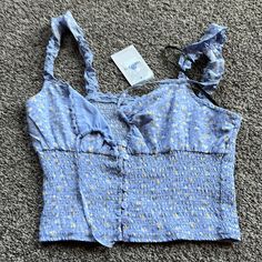 Tank Top Forever 21 Blue Crop Top For Spring, Forever 21 Blue Cropped Tops, Forever 21 Blue Summer Tops, Blue Trendy Crop Top For Spring, Trendy Blue Crop Top For Spring, Forever 21 Tops, Forever 21, Color Blue, Womens Tops