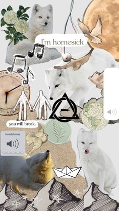 a collage of images with animals and words on them that say, i'm homesick you will break