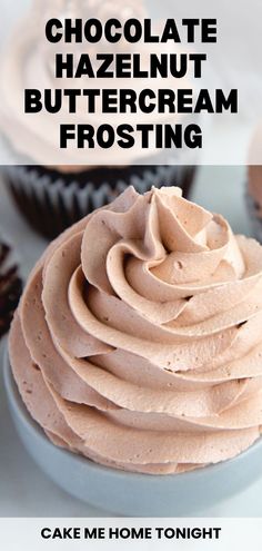 chocolate hazelnut buttercream frosting on a white plate