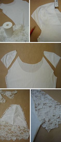 instructions to make a top with lace