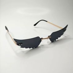 Angel Wing / Bat Wing Rockstar Sunglasses. Black Lens. Uv400 Protection. Rockstar Sunglasses, Wing Sunglasses, Angel Accessories, Vintage Trends, Bat Wing, Bat Wings, Angel Wings, Rock And Roll, Sunglasses Accessories